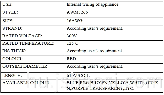 XLPE wire AWM3266 16# RED